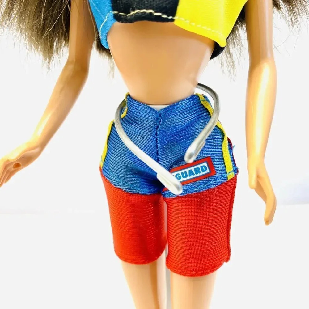 MATTEL BARBIE Doll Brunette Hair Brown Eyes Lifeguard 2 Piece Outfit 12" Tall - Picture 7 of 13